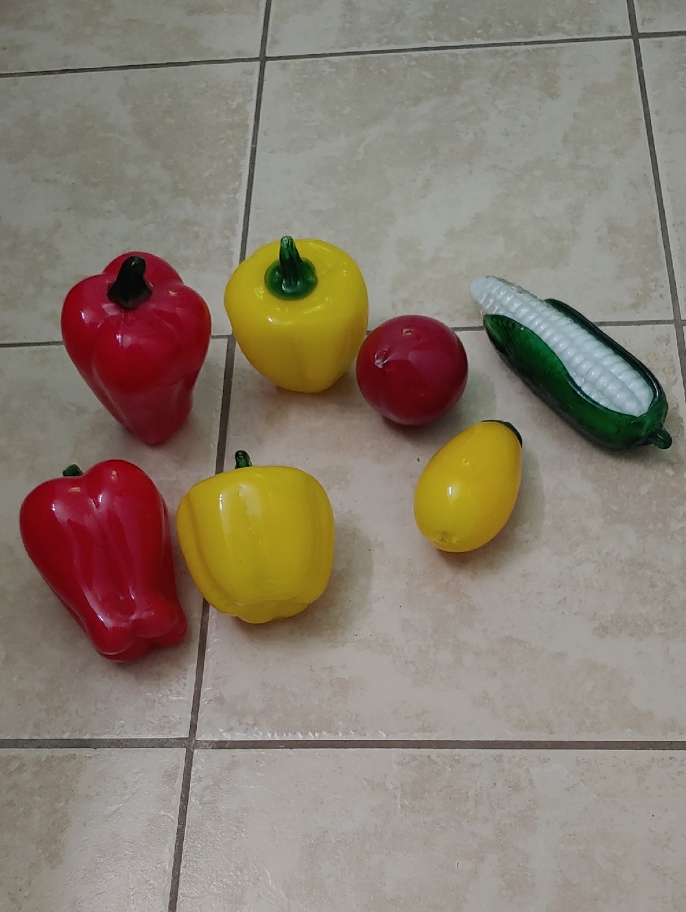 Vintage Hand Blown Glass Vegetables Set Of 7